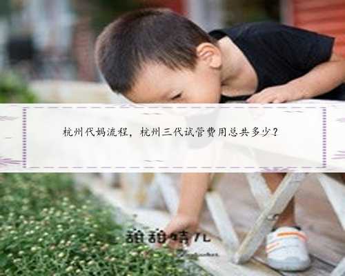 杭州代妈流程，杭州三代试管费用总共多少？